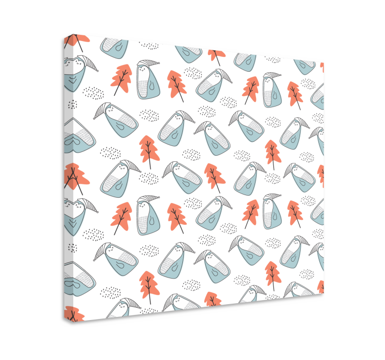 Cuadro flores patrón de animales adorables - TenVinilo