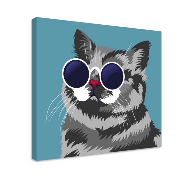 Cuadro moderno Pintura divertida de un gato gris - TenVinilo