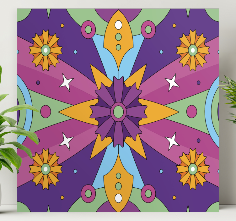 Cuadro abstracto patrón geométrico colorido - TenVinilo