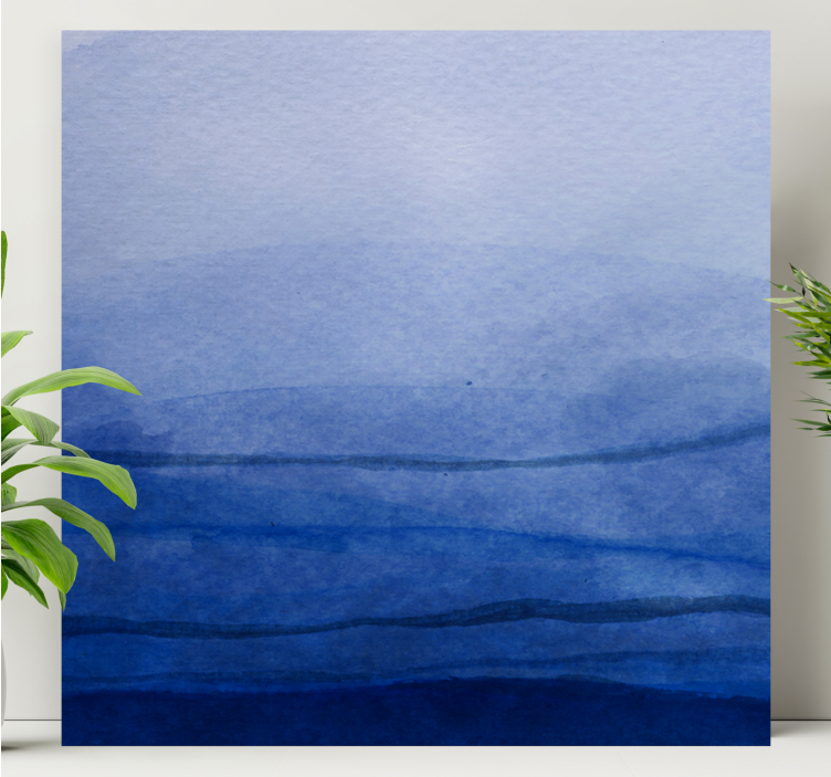 Cuadro abstracto tonos azules en capas - TenVinilo