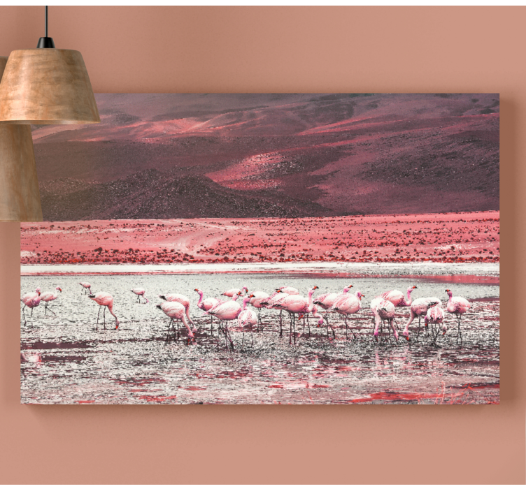 Cuadro aves flamencos junto al agua - TenVinilo