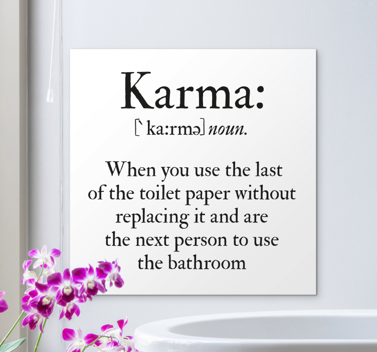Cuadro baño comportamiento positivo karma - TenVinilo