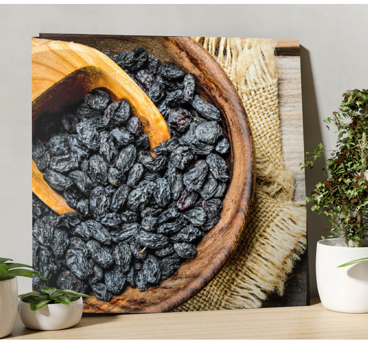 Cuadro bodegones Uvas azules y servilleta dorada - TenVinilo