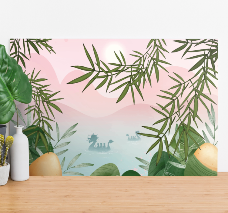 Cuadro de dinosaurios criatura majestuosa del lago - TenVinilo