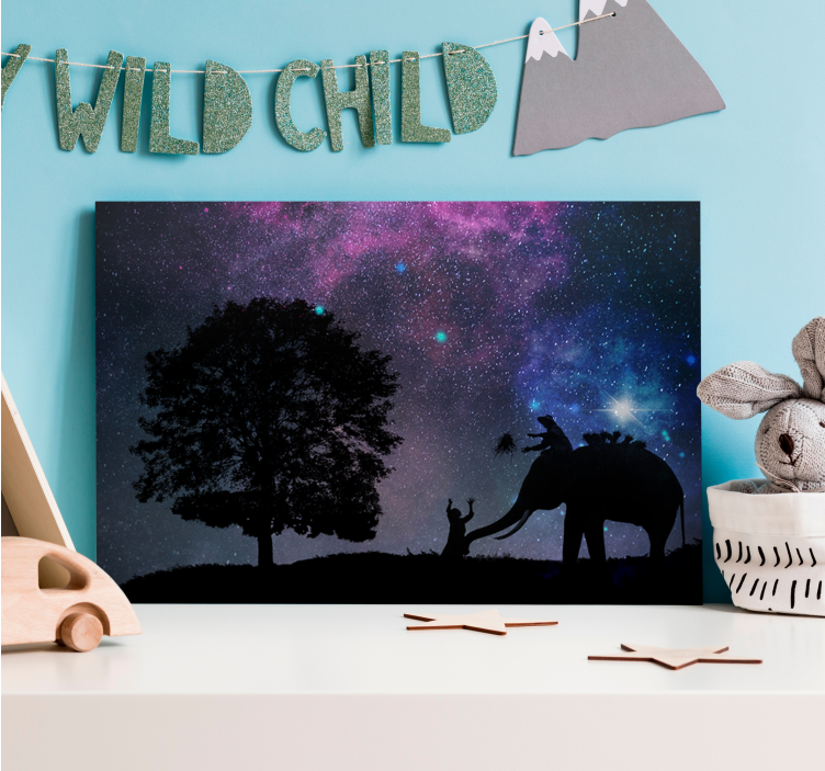 Cuadro de elefantes interacción con elefantes jóvenes - TenVinilo