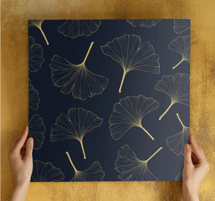 Cuadro de flores con patrón de hojas de ginkgo - TenVinilo