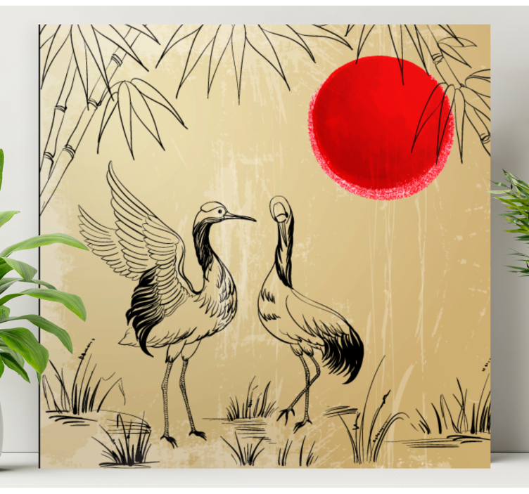 Cuadro de mandala grullas y sol - TenVinilo