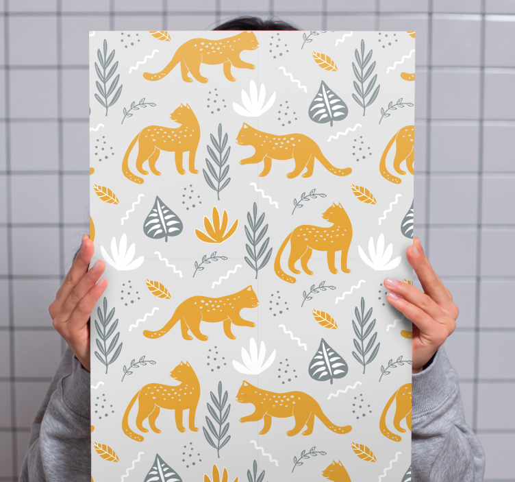 Cuadro de perro con patrón animal juguetón - TenVinilo