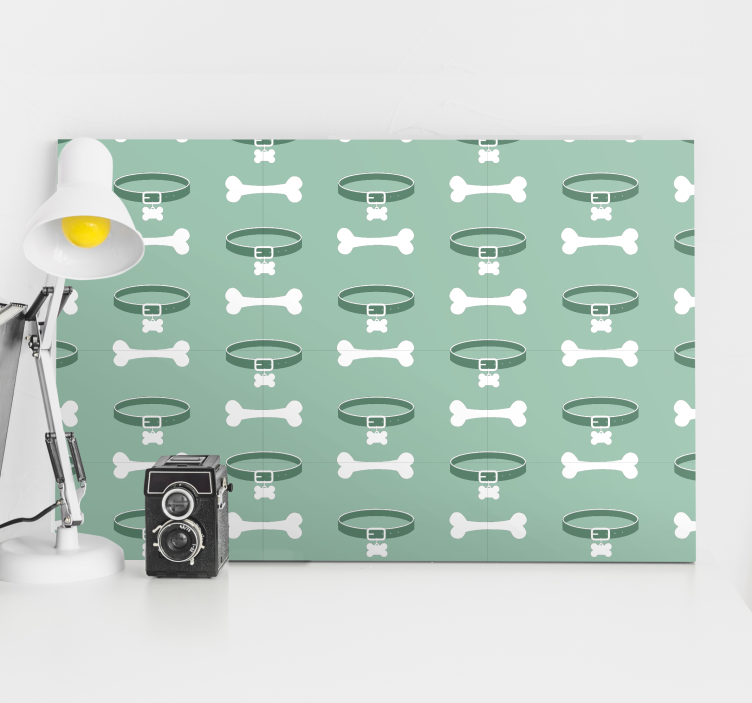 Cuadro de perro patrón de huesos y collares - TenVinilo