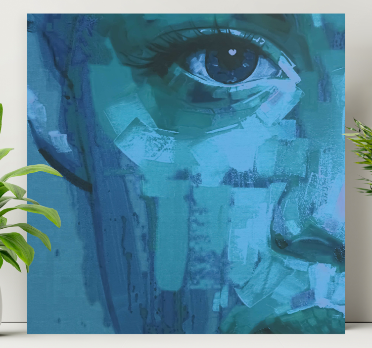 Cuadro de personas detalle del ojo azul - TenVinilo