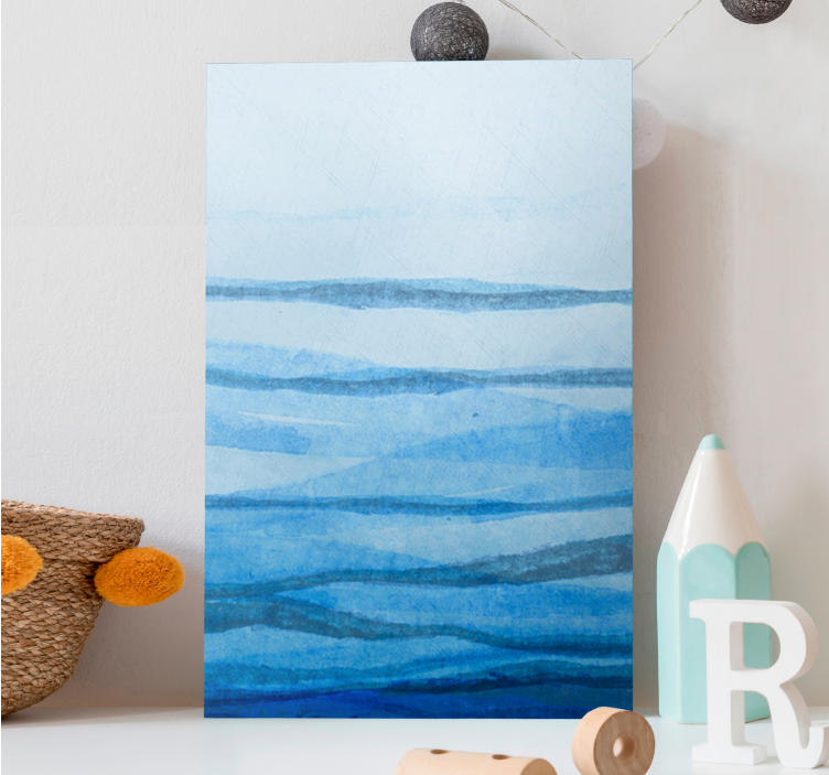 Cuadro moderno Rayas de efecto ombre en tonos azules - TenVinilo