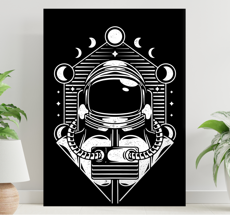 Cuadro para dormitorio Astronauta universo diseño vintage - TenVinilo