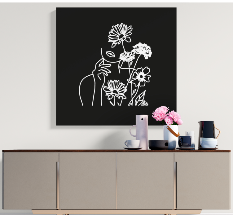 Cuadro de flores diseño floral minimalista para mujer. - TenVinilo