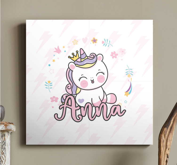 Cuadro personalizable Lindo bebé unicornio - TenVinilo
