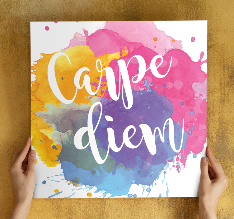 Cuadro frase motivadora Salpicaduras de carpe diem de colores - TenVinilo