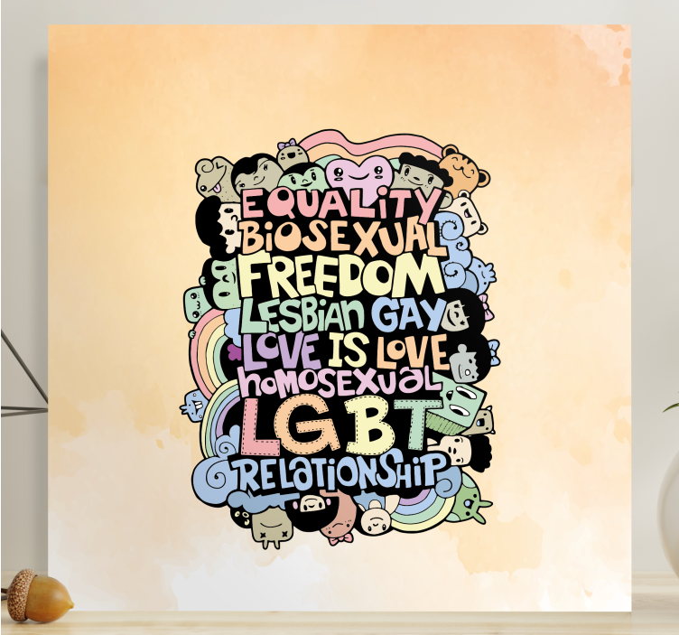 Cuadro casa Nombres de dibujo a mano de lgbt - TenVinilo