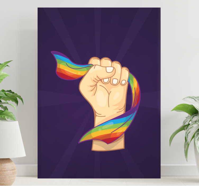 Cuadro casa Puño fuerte y bandera lgbt - TenVinilo