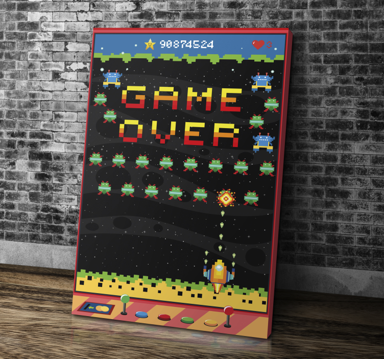 Cuadro decorativo videojuego pantalla arcade de 8 bits. - TenVinilo