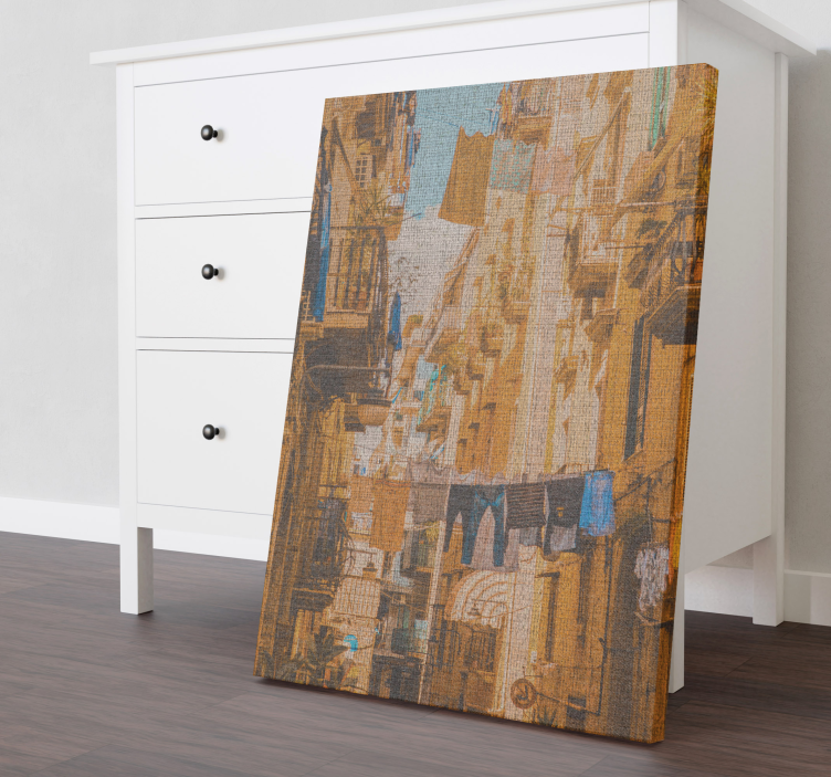 Cuadros ciudades Perchas en tendedero en nápoles - TenVinilo