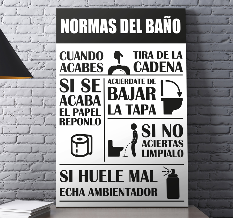 Cuadro para baños reglas del baño - TenVinilo