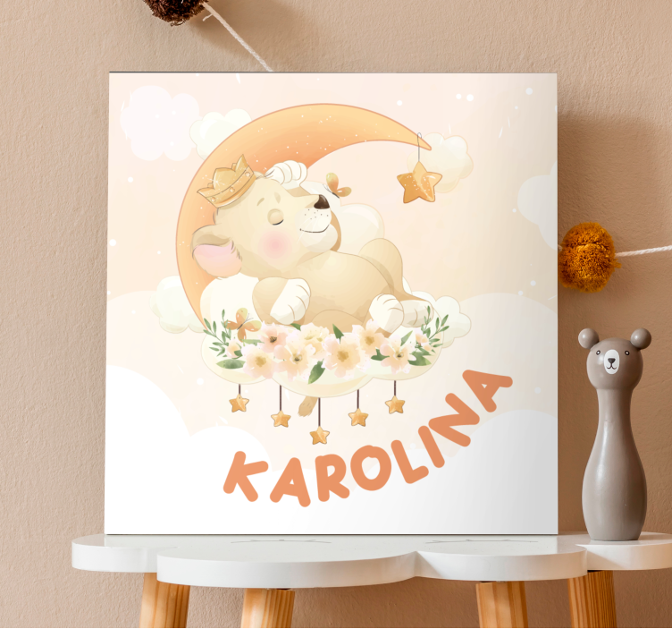 Cuadro para bebés oso dormido soñando - TenVinilo