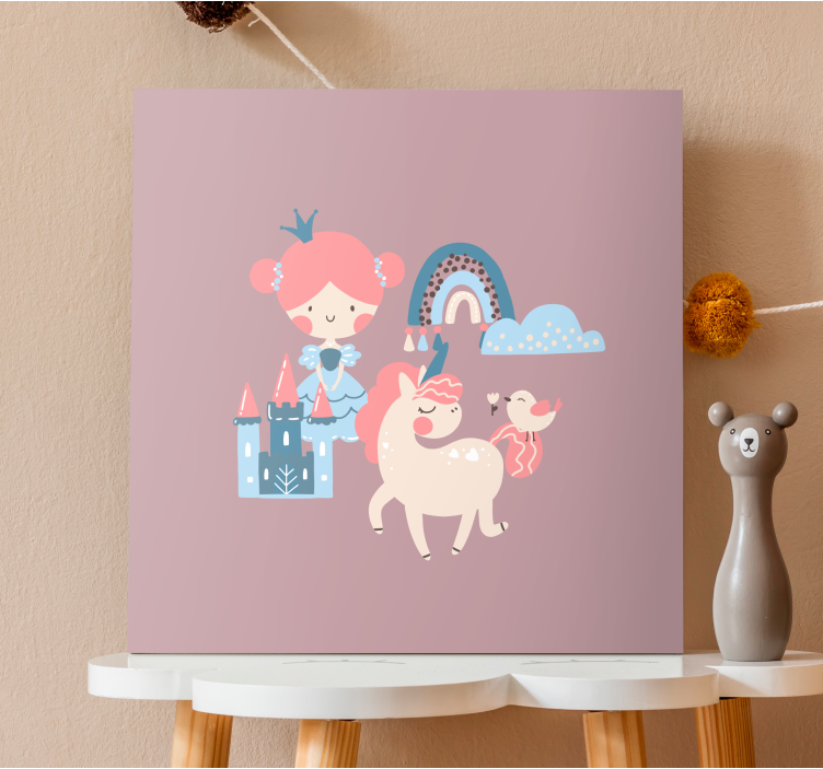Cuadro para bebés princesa unicornio fantasía - TenVinilo
