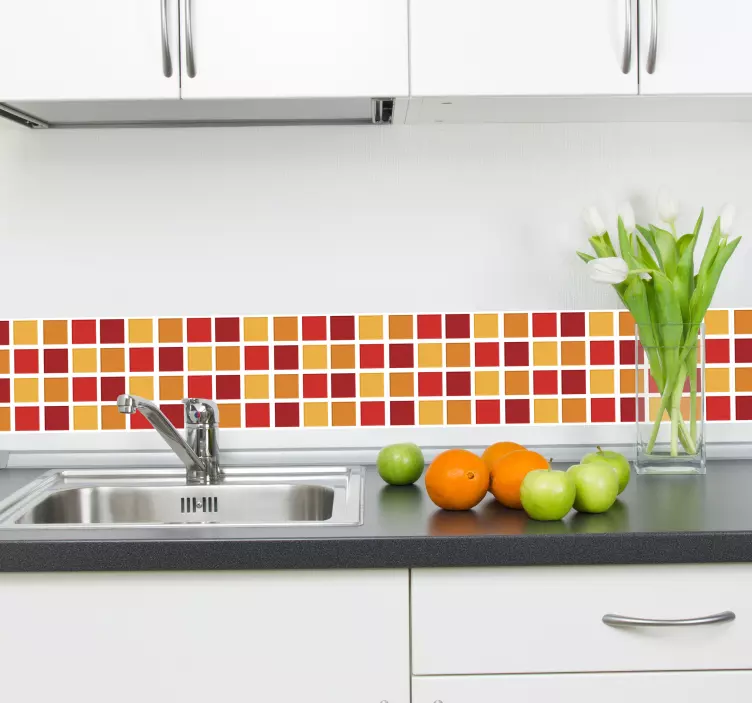 Adhesivo para baño azulejos tonos cálidos - TenVinilo