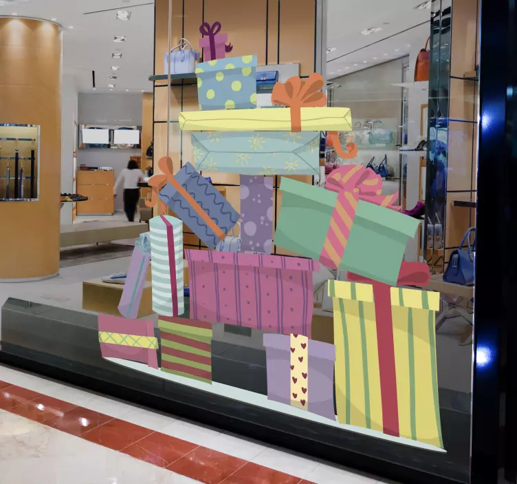 Vinilo pared montaña de regalos - TenVinilo