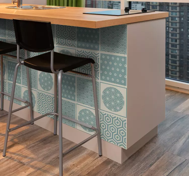 Azulejo adhesivo japandi verde - TenVinilo