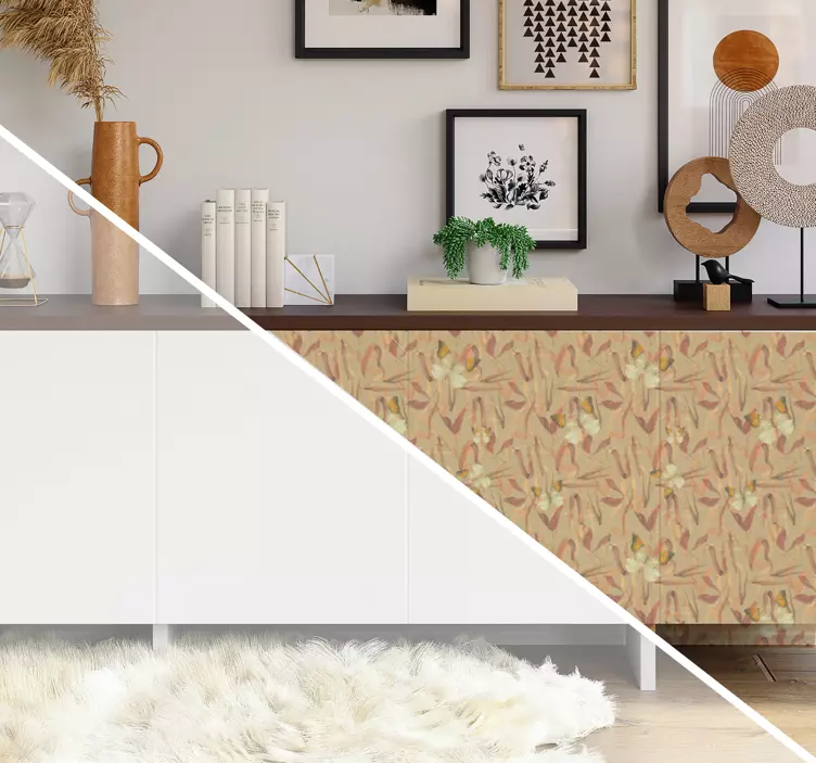 Vinilo para mueble patrón de flores de otoño - TenVinilo