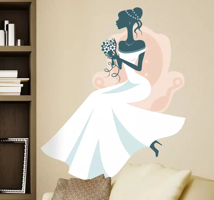 Pegatina boda decorativo novia sillón - TenVinilo