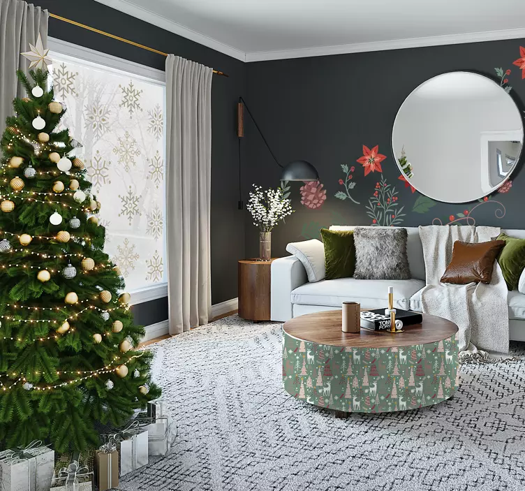 Golden snowflakes set window sticker - TenVinilo