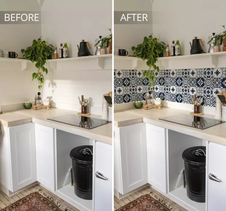 Azulejos adhesivos cemento azul clásico - TenVinilo