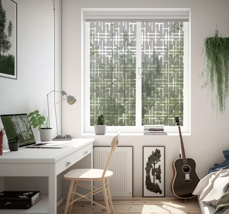 Adhesivo para vidrio líneas cruzadas translúcidas - TenVinilo