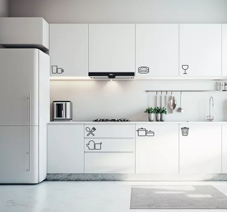 Vinilo para cocina monocolor iconos utensilios para cajones - TenVinilo