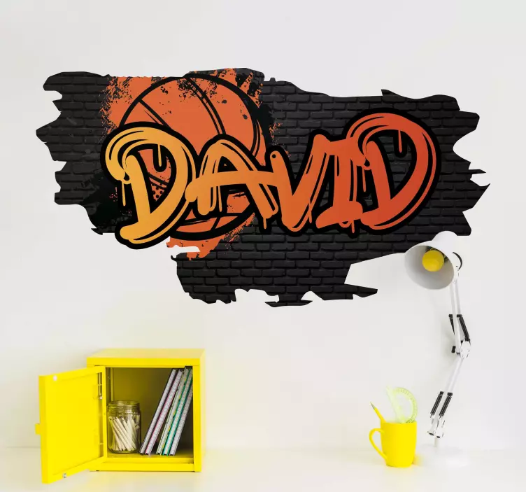 Sticker pared infantil estilo graffiti baloncesto - TenVinilo