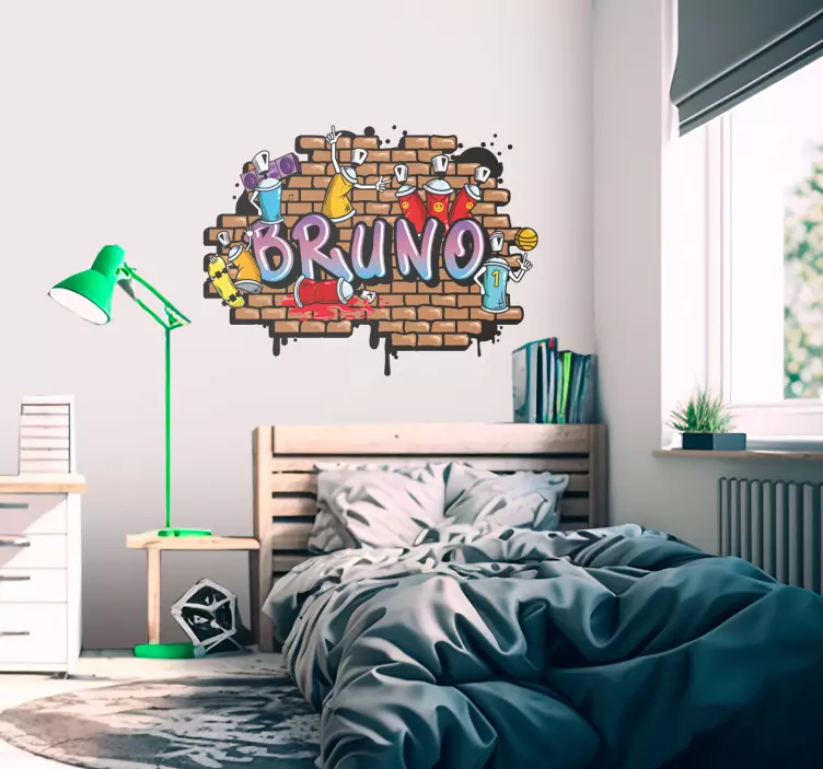 Vinilo urban ladrillos nombre personalizable - TenVinilo