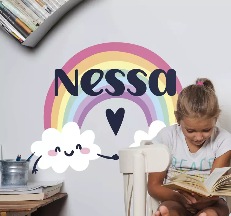Vinilo habitación infantil Nombre personalizado en arcoiris - TenVinilo