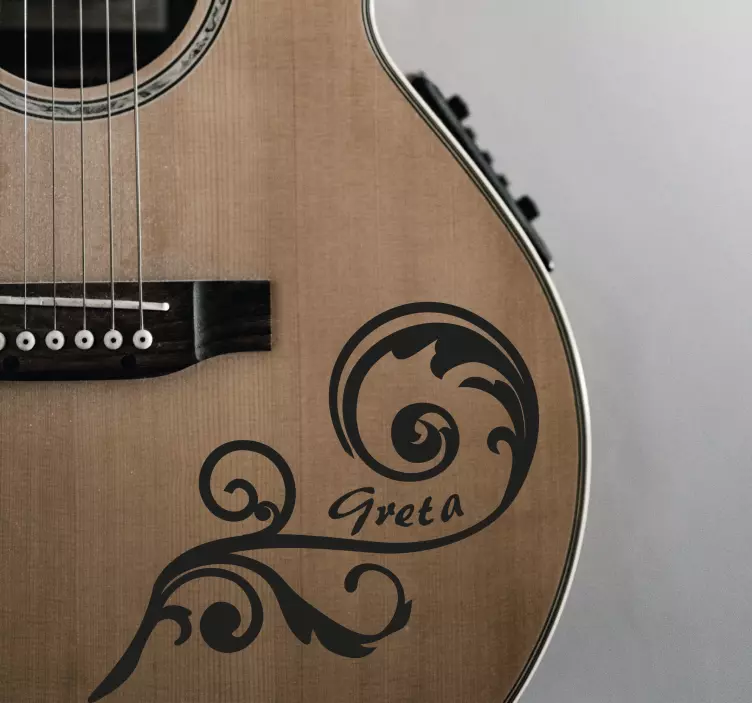 Vinilo floral para guitarra con nombre - TenVinilo