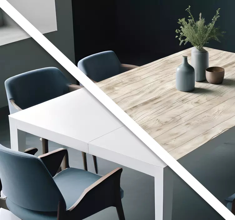 Vinilo pared comedor madera clara para mesa - TenVinilo