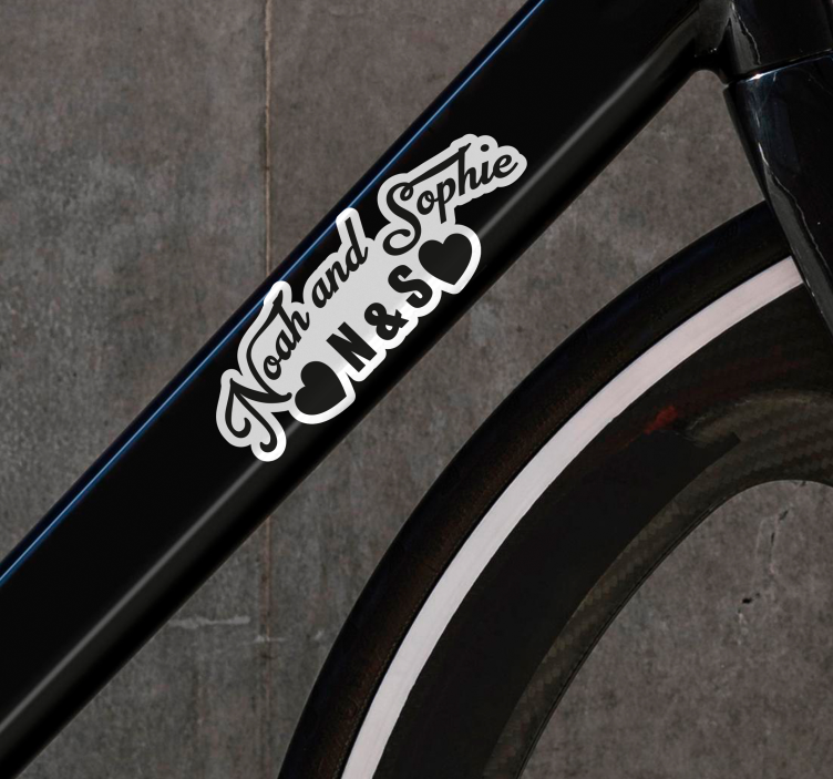 Sticker para bicicletas nombres de pareja - TenVinilo