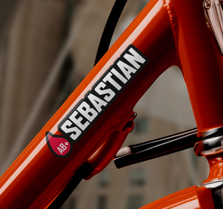 Sticker para bicicletas bandera con nombre tipo de sangre - TenVinilo