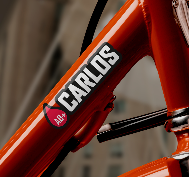 Sticker para bicicletas bandera con nombre tipo de sangre - TenVinilo