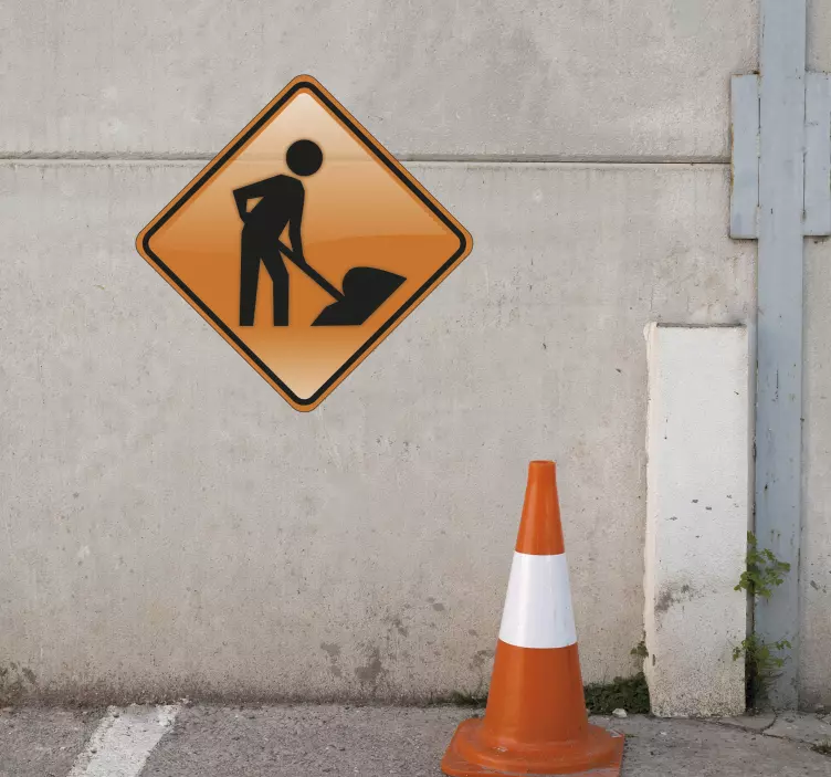 Adhesivo advertencia obras - TenVinilo