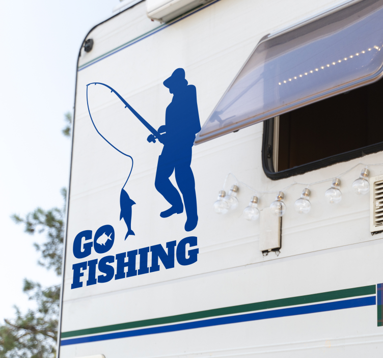 Adhesivo autocaravana frase "Go fishing" - TenVinilo