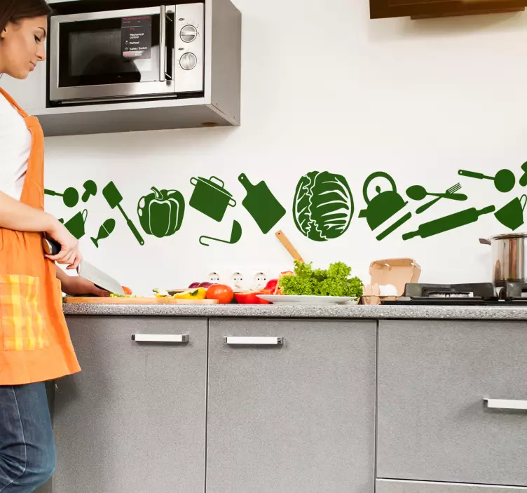 Cenefa adhesiva para cocina de utensilios - TenVinilo