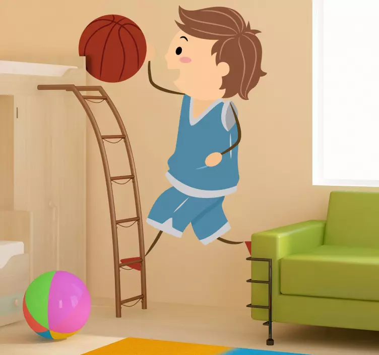 Adhesivo infantil niño basketball - TenVinilo