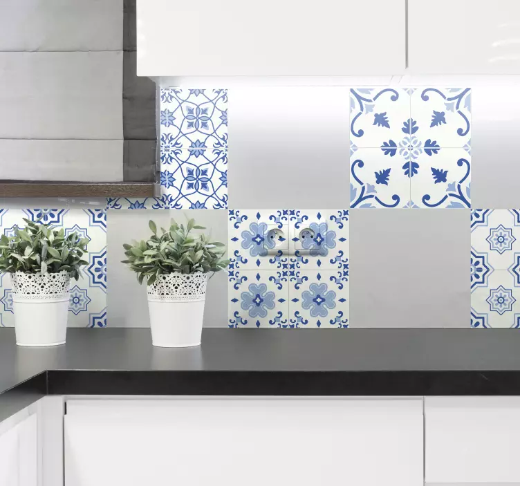 Azulejos adhesivo azul vintage - TenVinilo