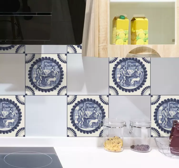 Azulejos adhesivos clásicos hombre sentado - TenVinilo