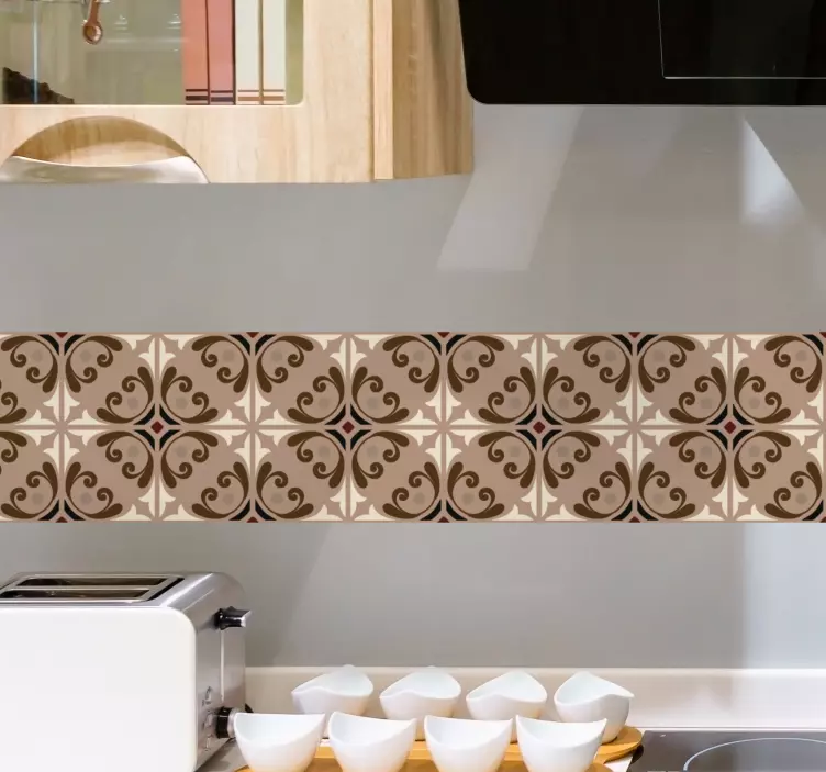 Azulejos adhesivo Español, patrón de azulejos en tonos cálidos - TenVinilo
